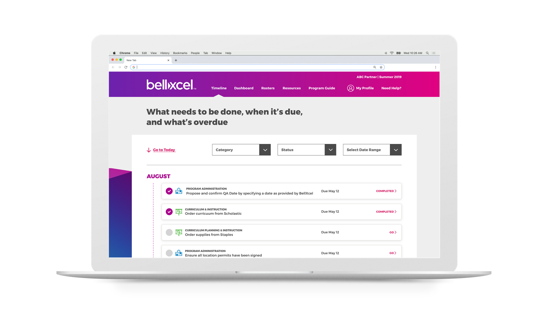 bellxcel platform shown on a laptop