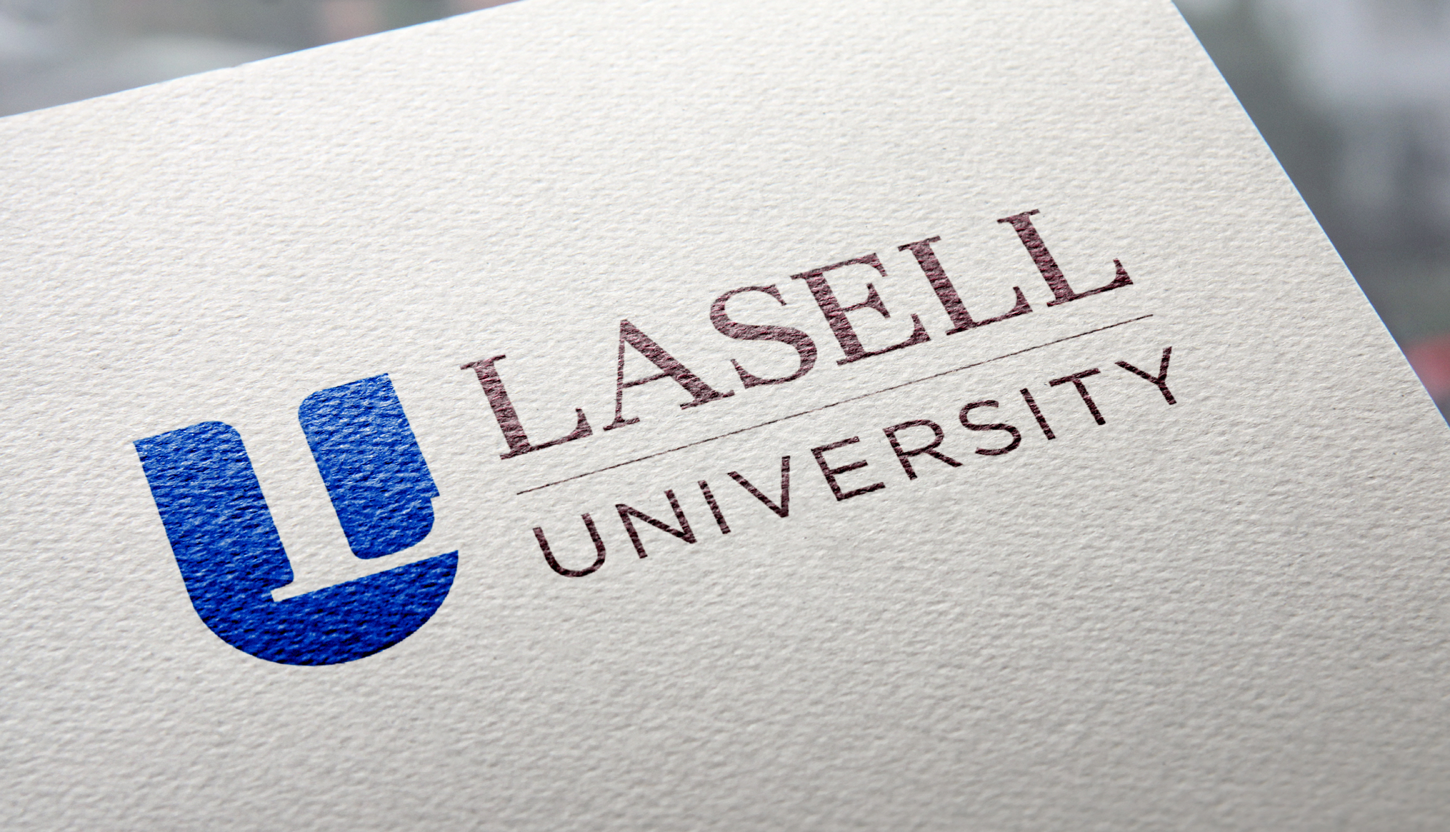 Lasell University logo on letterhead zoomed in.