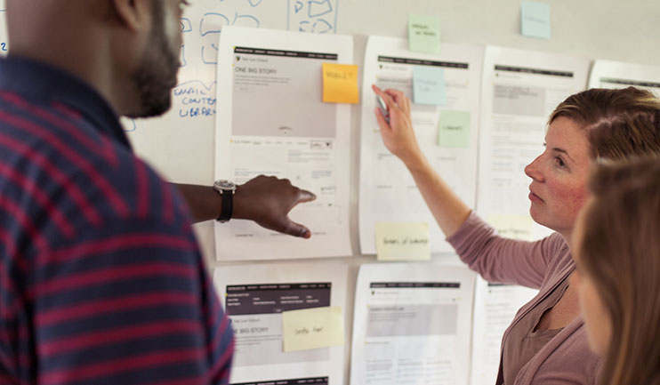 Whiteboard session reviewing inclusive design