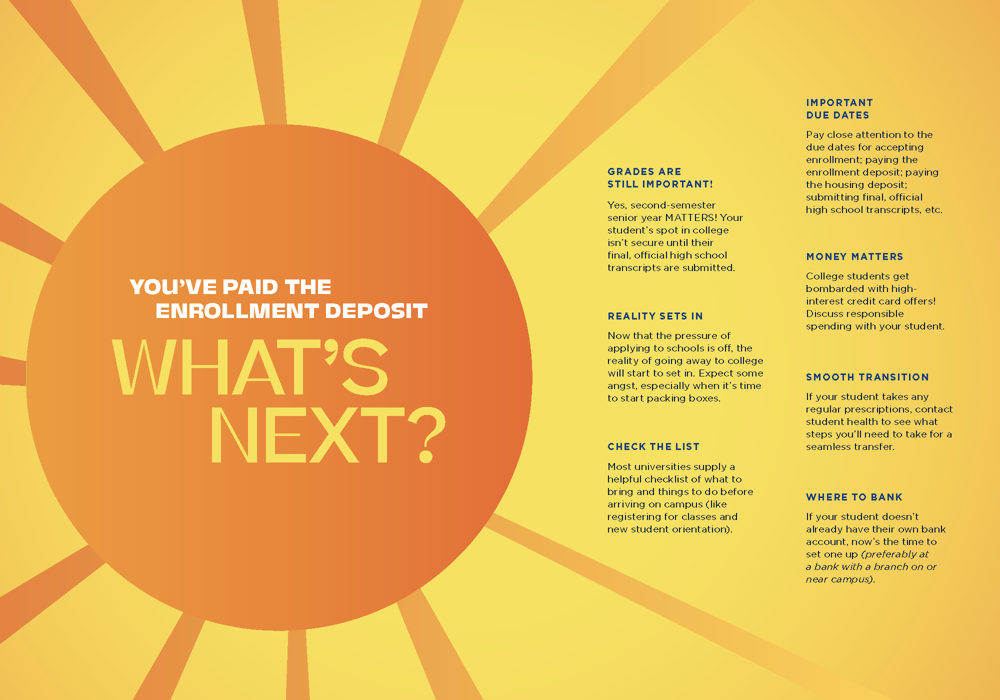 NSU Florida Parent Brochure on what to do after you submit your enrollment deposit.